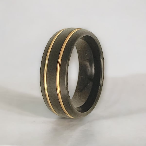 Personalized Men's Tungsten Ring Dome Groove Matte Brush