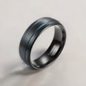 Bague personnalisee homme tungstene dome rainure mat brosse