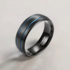 Bague personnalisee homme tungstene dome rainure mat brosse