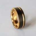 Anillo de bodas de carburo de tungsteno con acabado cepillado en negro y dorado
