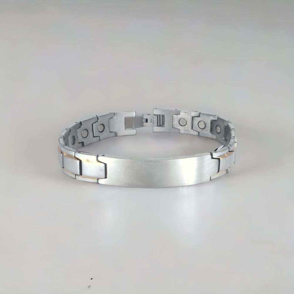 M Bracelet personnalise homme gourmette acier brosse plaque