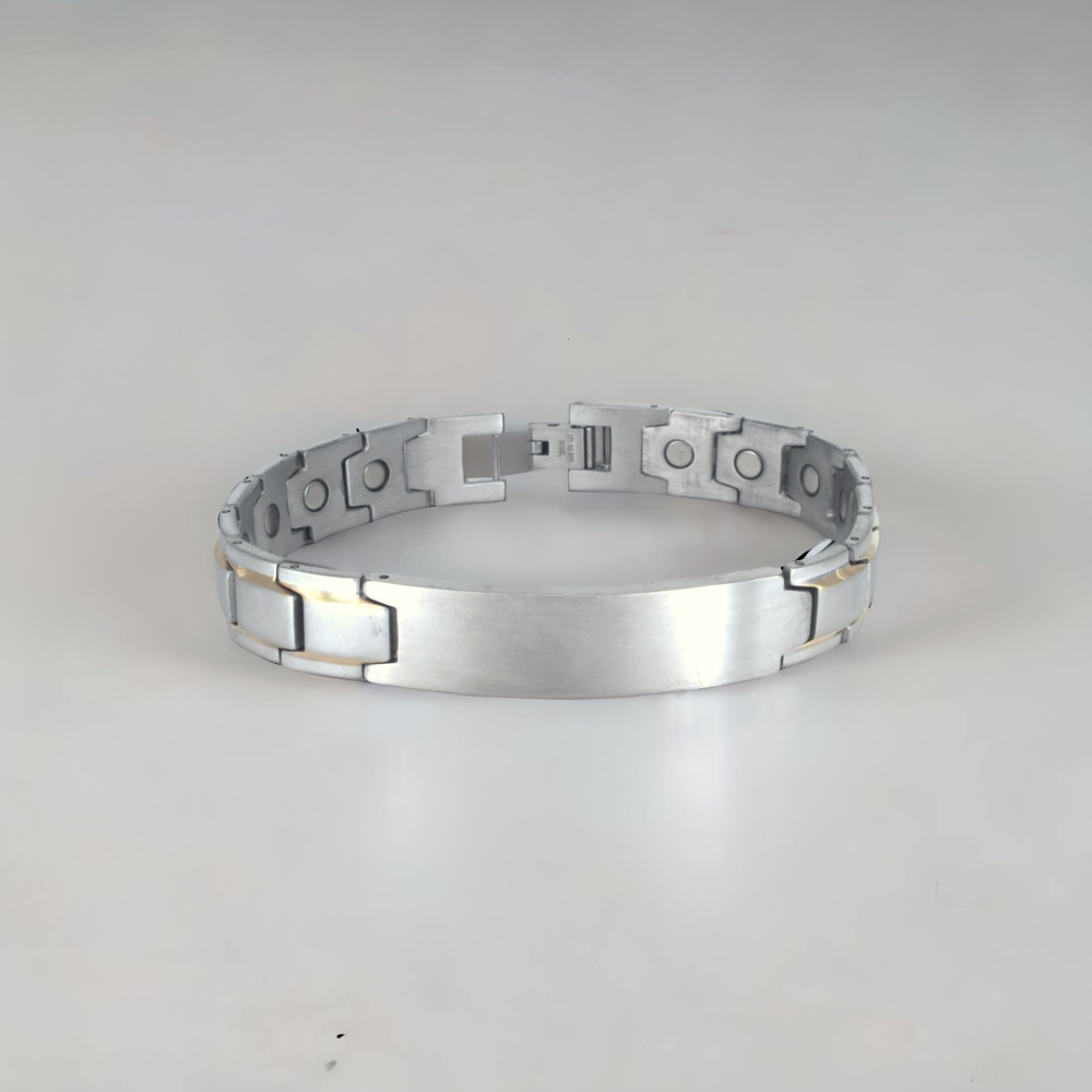 Bracelet personnalise homme gourmette acier brosse plaque