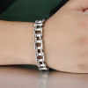 Men's Black Stainless Steel Moto Chain Biker Bracelet