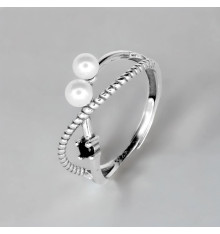 Open infinity silver ring with freshwater pearls