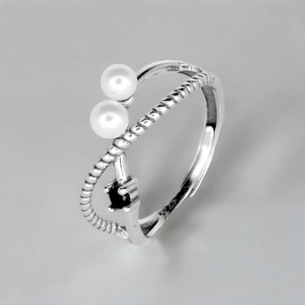 Bague argent infini ouverte perles d'eau douce