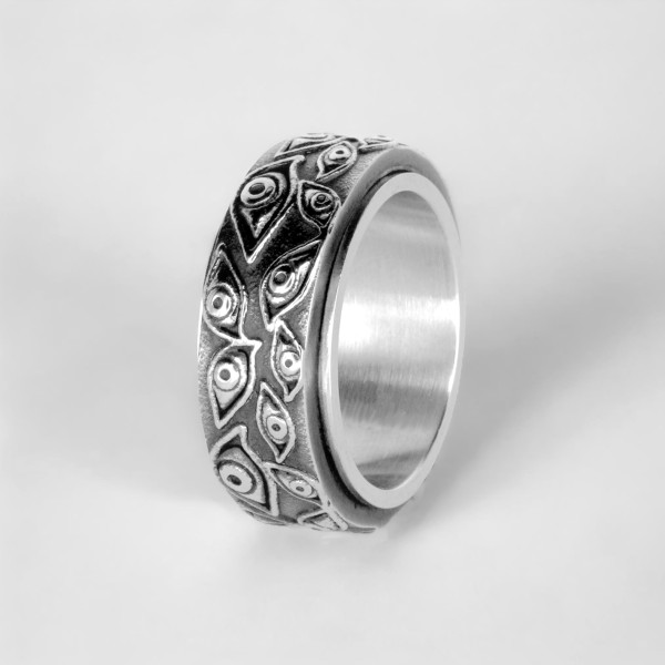 Bague homme anneau anti-stress tournant œil de Dieu