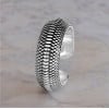 Bague ouverte argent motif maille serpent homme femme