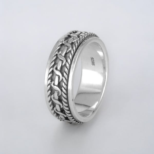 Bague argent homme anneau tournant celtique