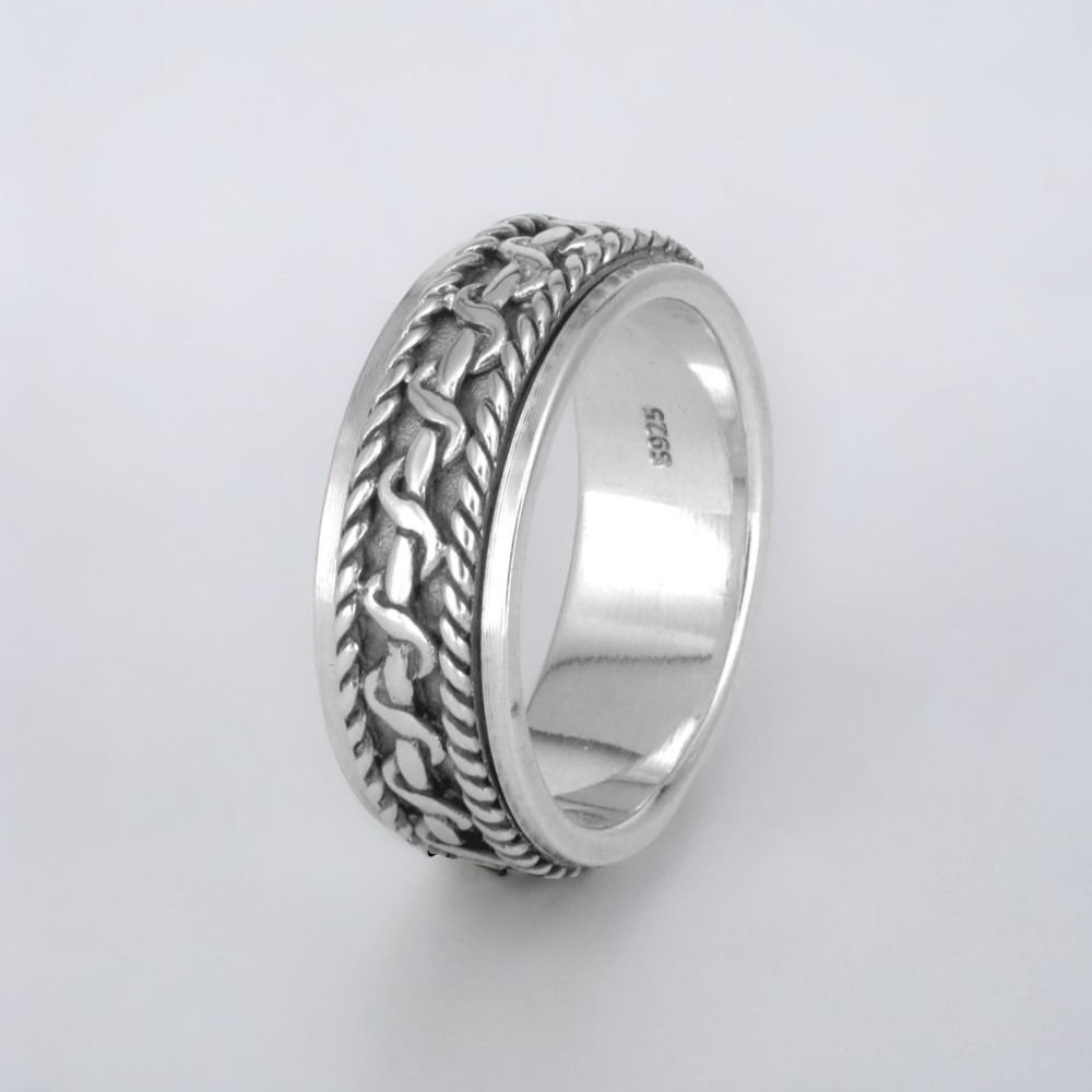 Bague argent homme anneau tournant celtique