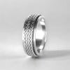 Men's anti-stress rotating braid silver ring
