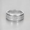 Bague argent tresse tournant anti-stress homme