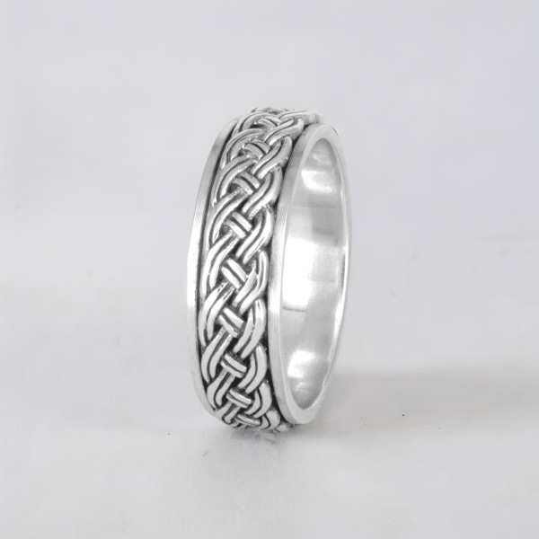 Bague argent anneau tournant celtique anti-stress