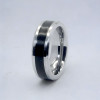 Personalized men's ring Tungsten beveled edge black resin
