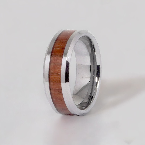 6mm Bague personnalisee homme Tungstene bois laque