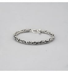Bracciale a treccia a maglia cilindrica in argento balinese per uomo