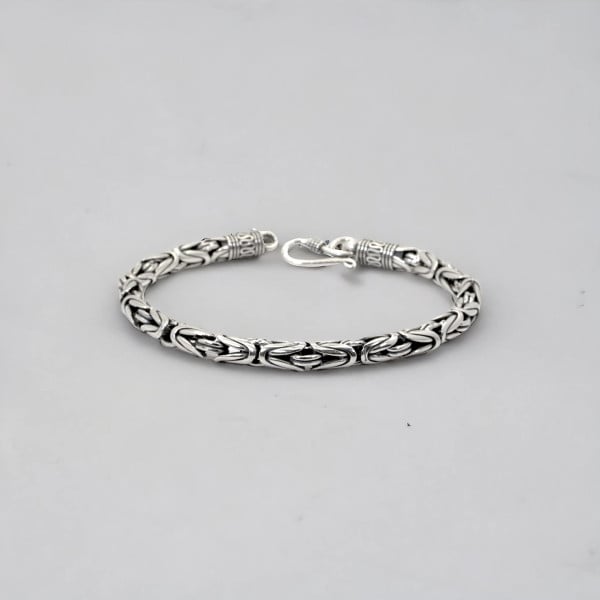 Balinese Silver Cylinder Mesh Braid Bracelet for Men