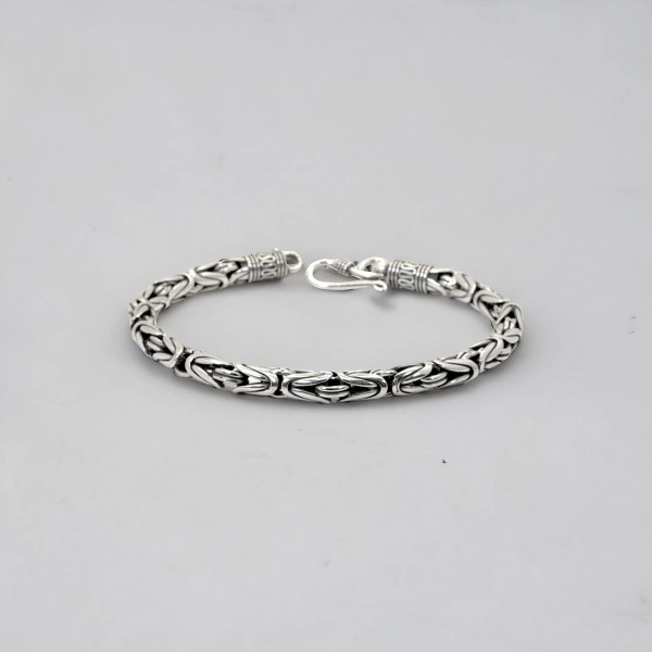Bracciale a treccia a maglia cilindrica in argento balinese per uomo