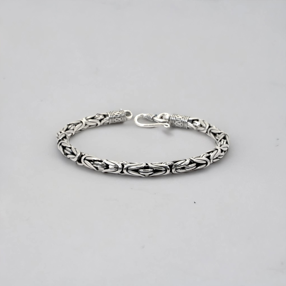 Balinese Silver Cylinder Mesh Braid Bracelet for Men