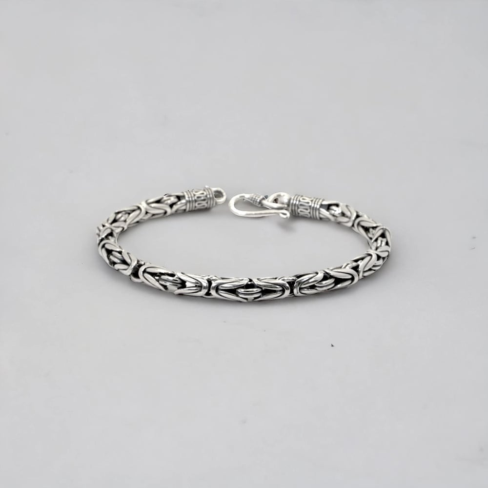 Bracelet balinais Argent Maille Tresse Cylindre Homme