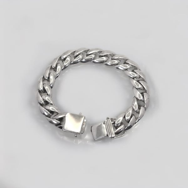 Bracelet homme argent massif chaine epaisse biker motard