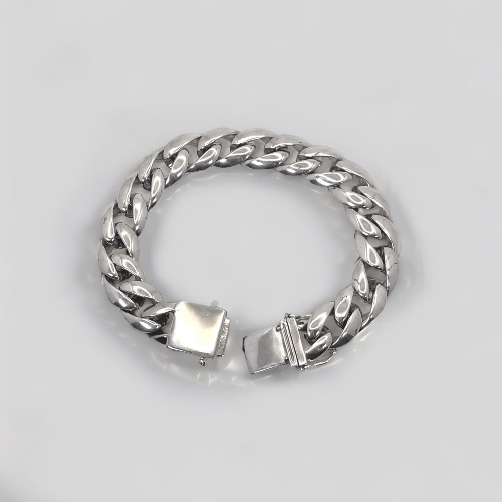 Bracelet homme argent massif chaine epaisse biker motard