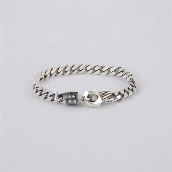 Pulsera de cadena de esposas con infinito de plata para hombre y mujer