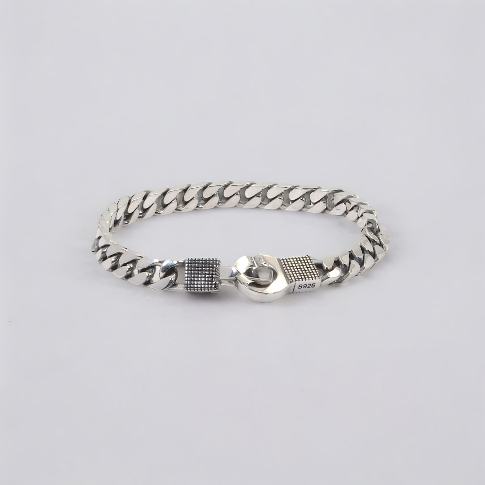Men's and women's silver infinity handcuff chain bracelet