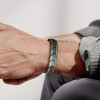 Men's bracelet black steel magnetic brush gold line