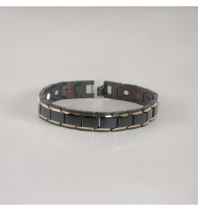 Men's magnetic steel bracelet with gold line