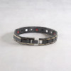 Bracciale da uomo in acciaio nero spazzolato magnetico linea oro