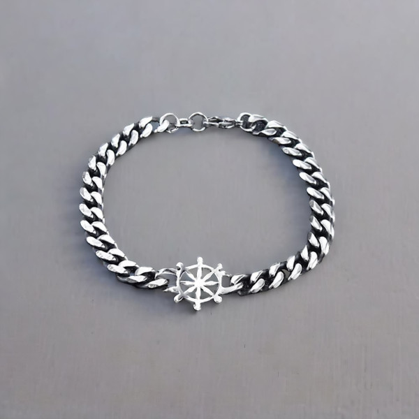 Bracelet homme chaine acier gouvernail