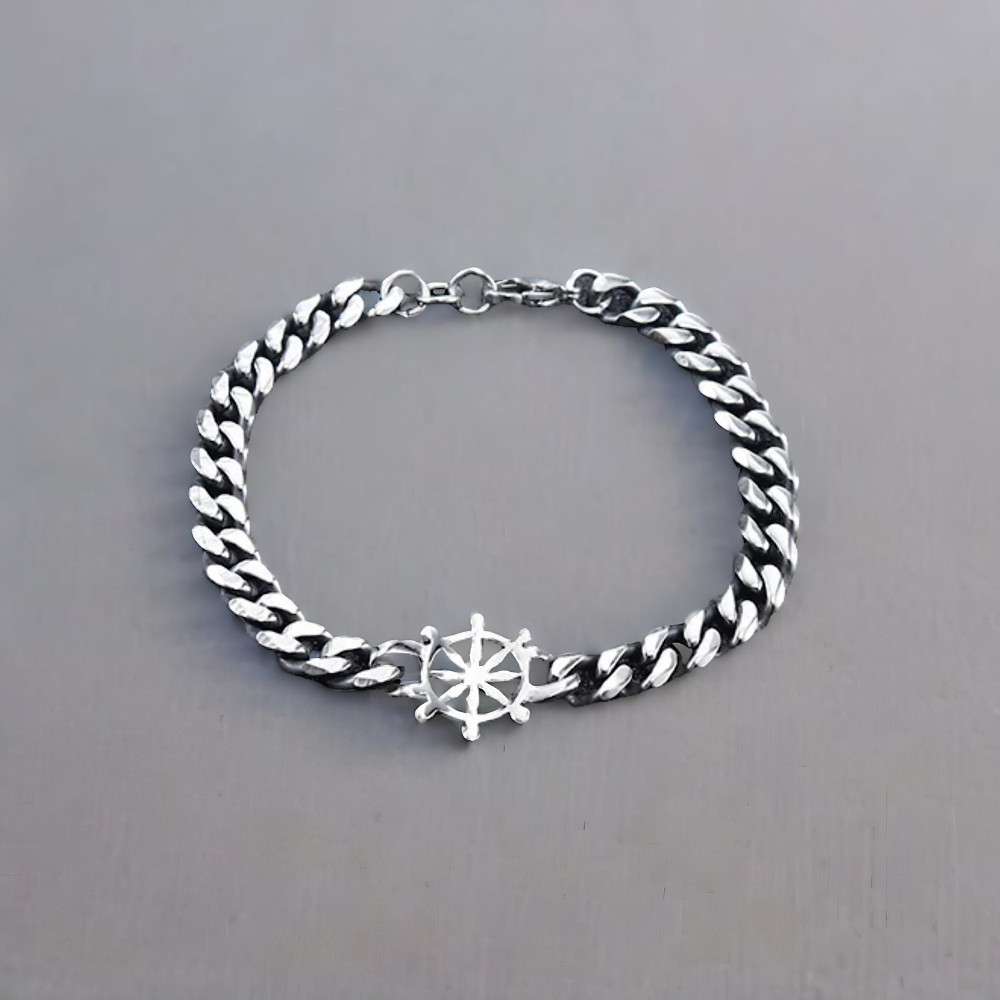 Bracelet homme chaine acier gouvernail
