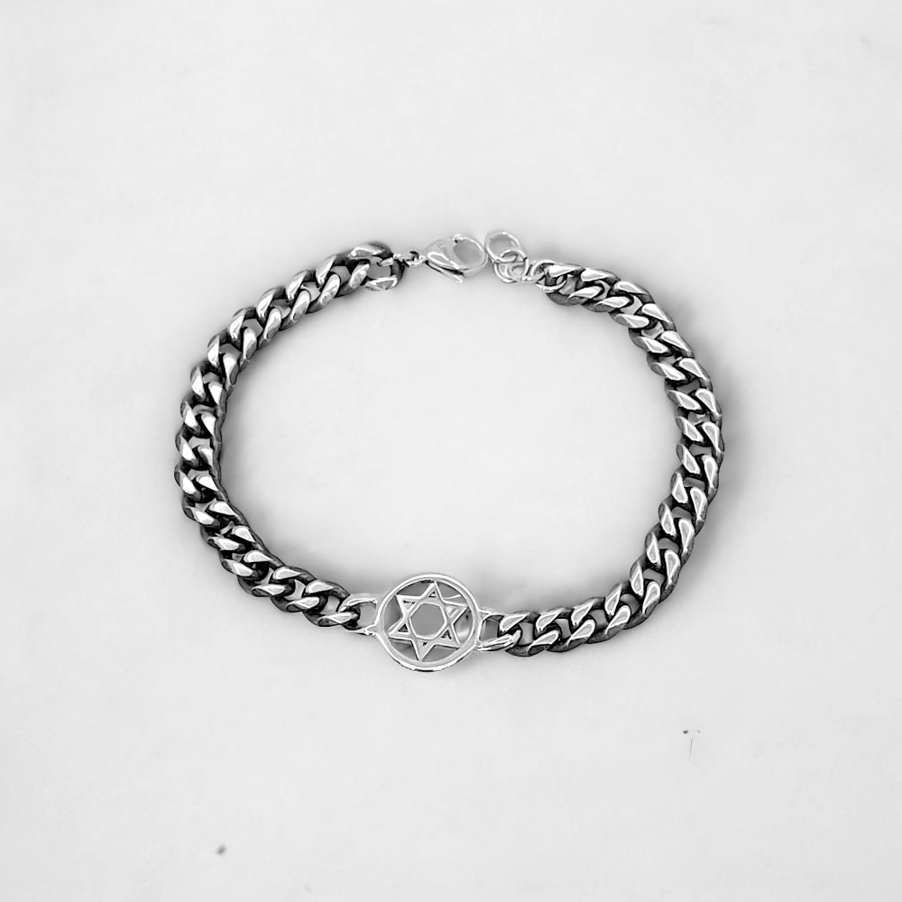 Bracelet homme chaine acier etoile de david