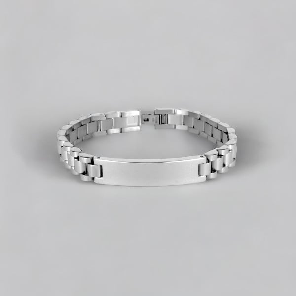 blanc Bracelet personnalise homme gourmette acier