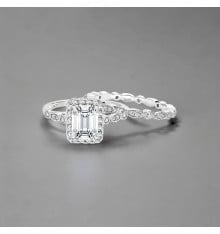 Doppelring Verlobungsring Silber Zirkon Quadrat Halo