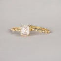 Bague de Fiançailles Double Anneau Argent Zircon Carré Halo