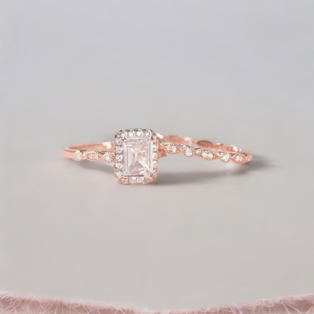 Bague Solitaire Femme Acier Inoxydable Et Zircon - Anneau Mariage Fiançailles ZRC022 Neuve