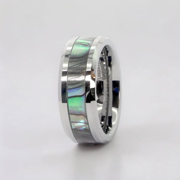 8mm Bague mariage personnalisee homme tungstene nacre abalone