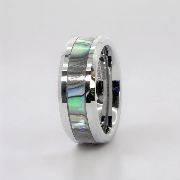 6mm Bague mariage personnalisee homme tungstene nacre abalone