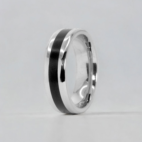 Anillo personalizado titanio resina negra anillo de hombre banda para grabar