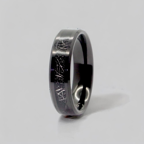 4mm Bague personnalisee alliance anneau Tungstene noir