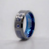 Vert Bague alliance anneau fibre bleue tungstene zirconium personnalisable