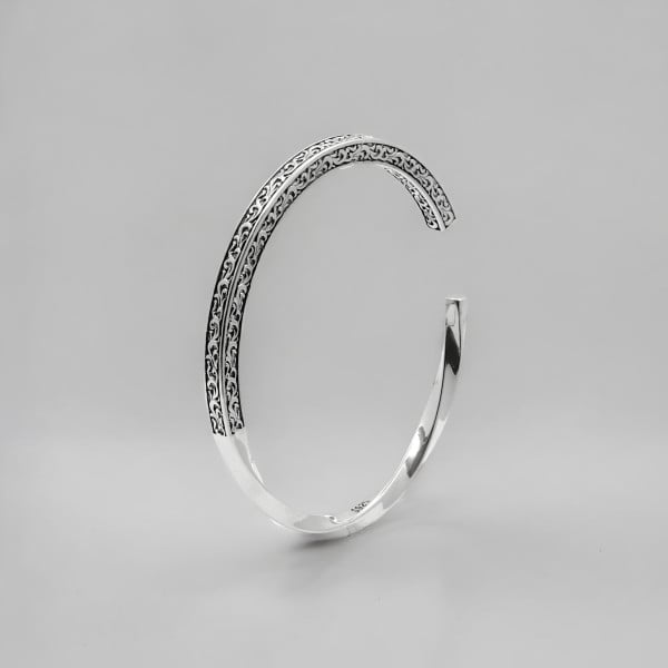Pulsera retorcida de brazalete vikingo celta de plata maciza para hombres y mujeres