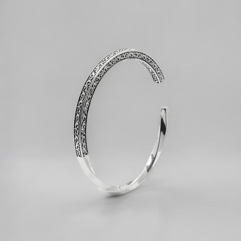 Solid silver Celtic Viking bangle twisted bracelet for men and women