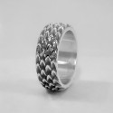 Men's ring with snake scale ring, oxidized finish