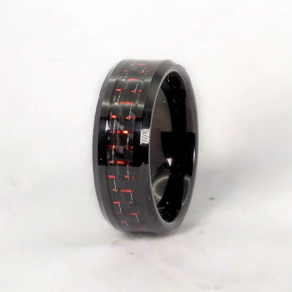 R Bague mariage personnalisee ceramique noir fibre de carbone