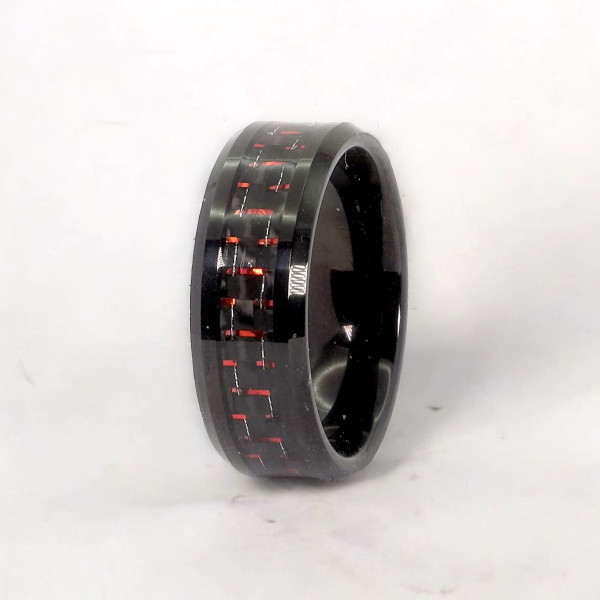 Fede nuziale personalizzata in fibra di carbonio ceramica nera