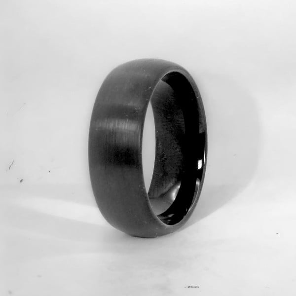 8mm Bague mariage ceramique dome brosse personnalisable