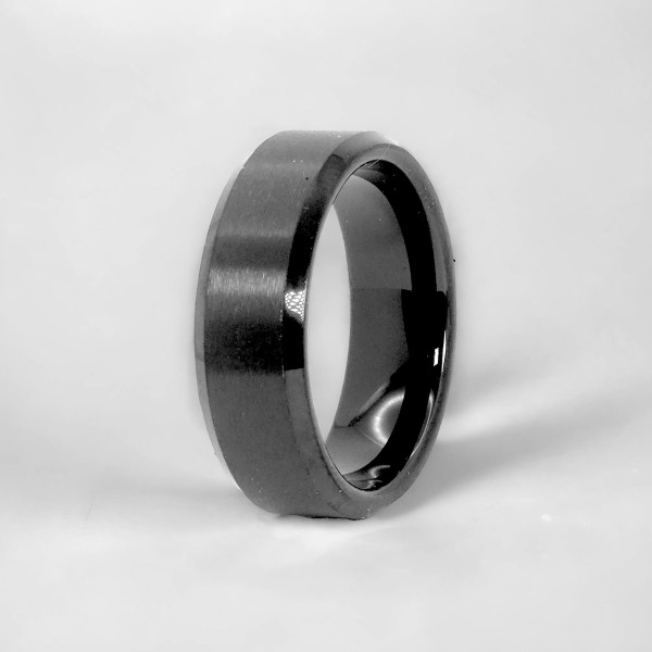 Ring aus gebürsteter, mattschwarzer Keramik, anpassbarer Ring für Männer und Frauen