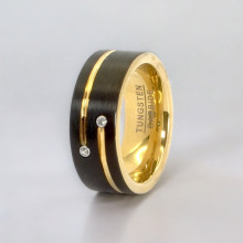 Customizable tungsten groove men's wedding ring